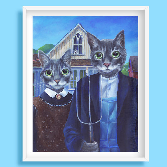 Ameowican Gothic Art Print