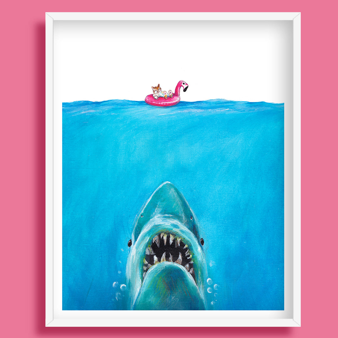 Jaws Cat Art Print