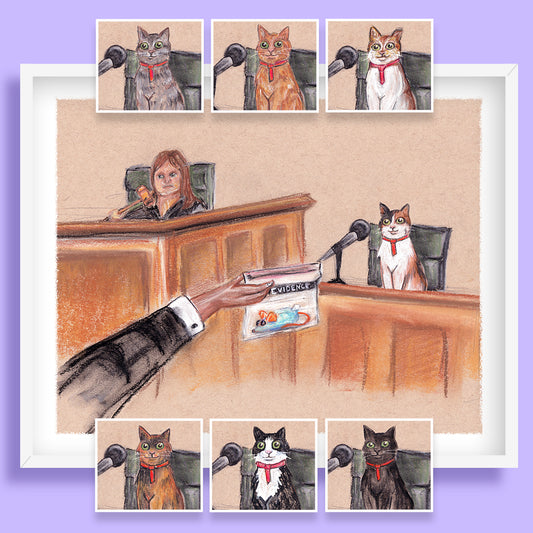 Choose Your Cat On Trial, Claw & Order Art Print