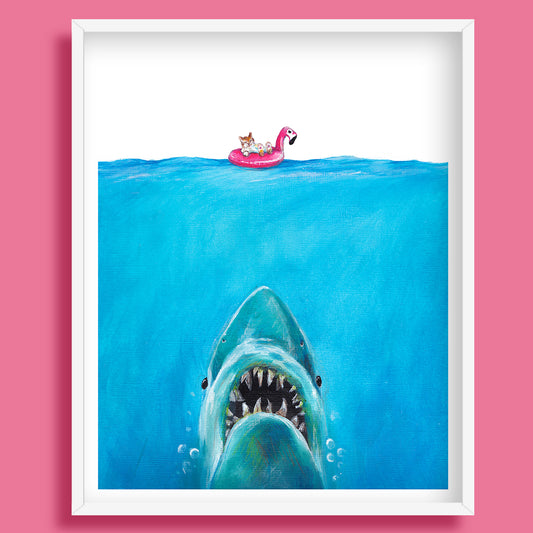 Jaws Cat Art Print