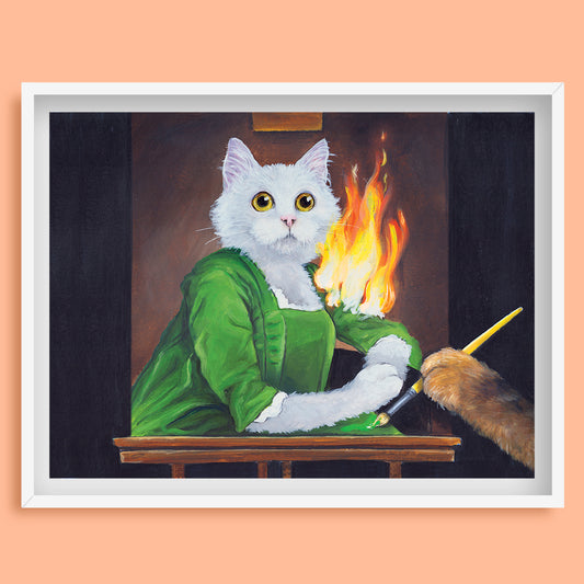 Portrait of a Kitty on Fire Art Print
